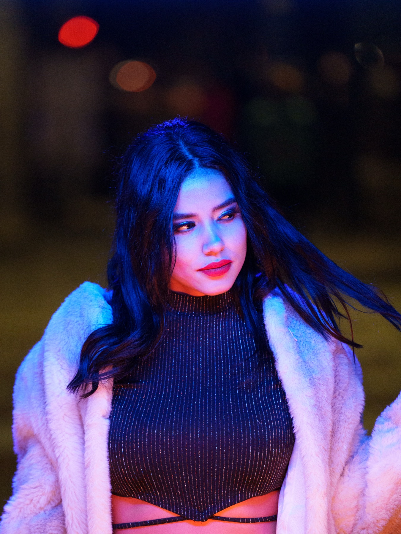 Neon Noir Fur Coat